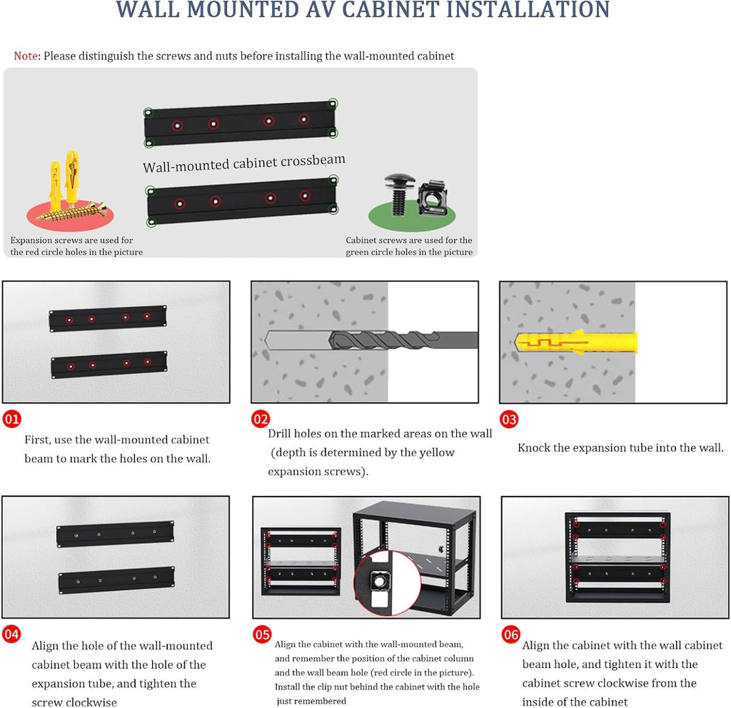 Wall Mounted AV Media Stand, Steel Audio Rack, Floating Stereo Cabinet, Media Storage with Adjustable Shelves, Component Shelf for DVD and Audio Equipment