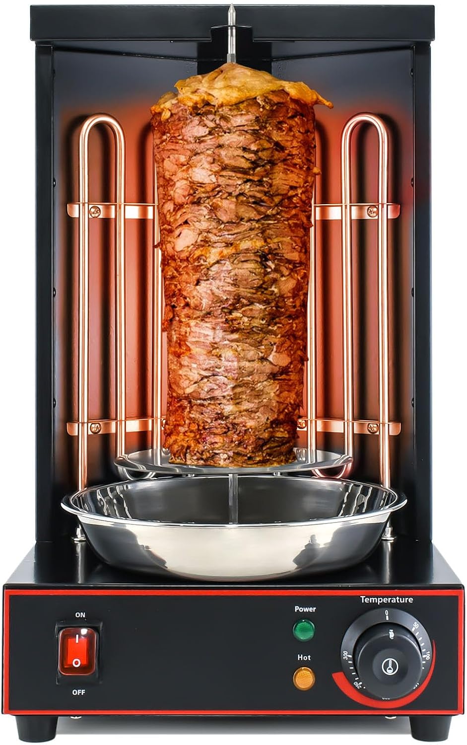 Electric Vertical Rotisserie Shawarma Broiler Kebab Grill Machine Al Pastor Rotating Grill with Temperature Chime,(Patented Product)