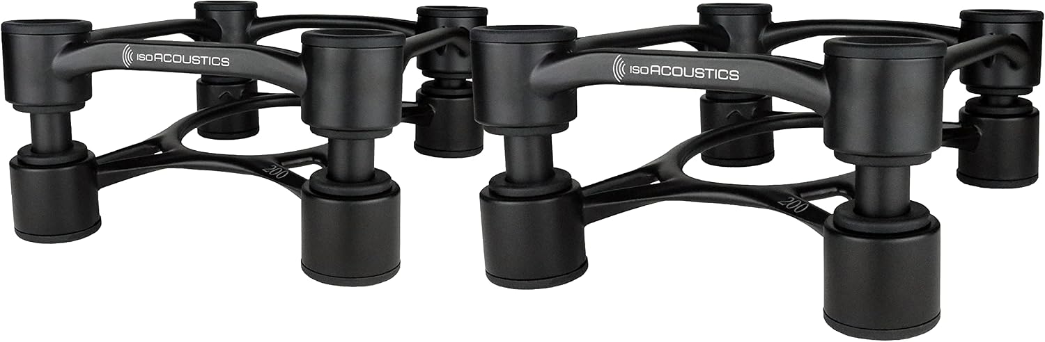IsoAcoustics Aperta Series Isolation Speaker Stands with Tilt Adjustment: Aperta200 (7.8' x 10') Black Pair