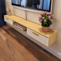 TV Table Unit for TVs, Wall Mounted TV Cabinet Floating TV Shelf Wall Shelf Home Entertainment Center TV Mount Stands Multimedia Storage Cabinet With drawer Audio-visual Equipment Shelves 100cm