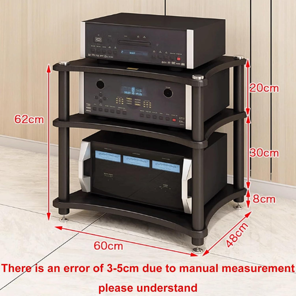Audio Storage Rack, Media Stand, Audio Rack Stand, Audio Rack Tower Heavy Duty for Audio Equipments 4 Sizes 2 Colors,Black3 Layer