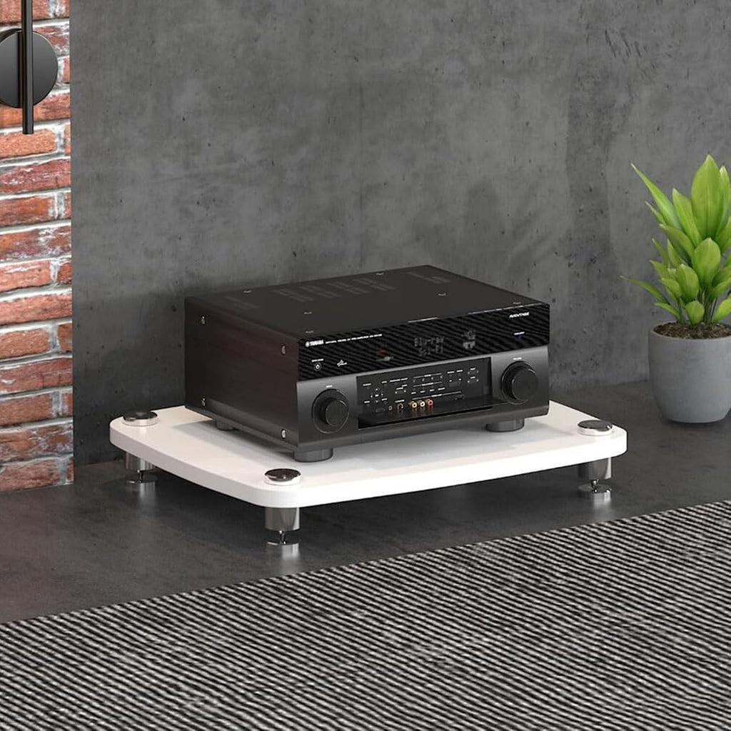 1/2/3/4-layer HiFi Audio Cabinet HiFi Stand Record Player MDF Stand, Audio Rack with Shock-Absorbing Feet Power Amplifier Shelf Equipment Cabinet, D,60 * 48 * 10cm(1Tier)
