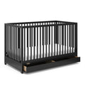 Graco Teddi 5-in-1 Convertible Crib with Drawer – GREENGUARD Gold Certified, Full-Size Nursery Storage Drawer, Baby Crib Converts to Toddler Bed, Daybed and Full-Size Bed (Black)