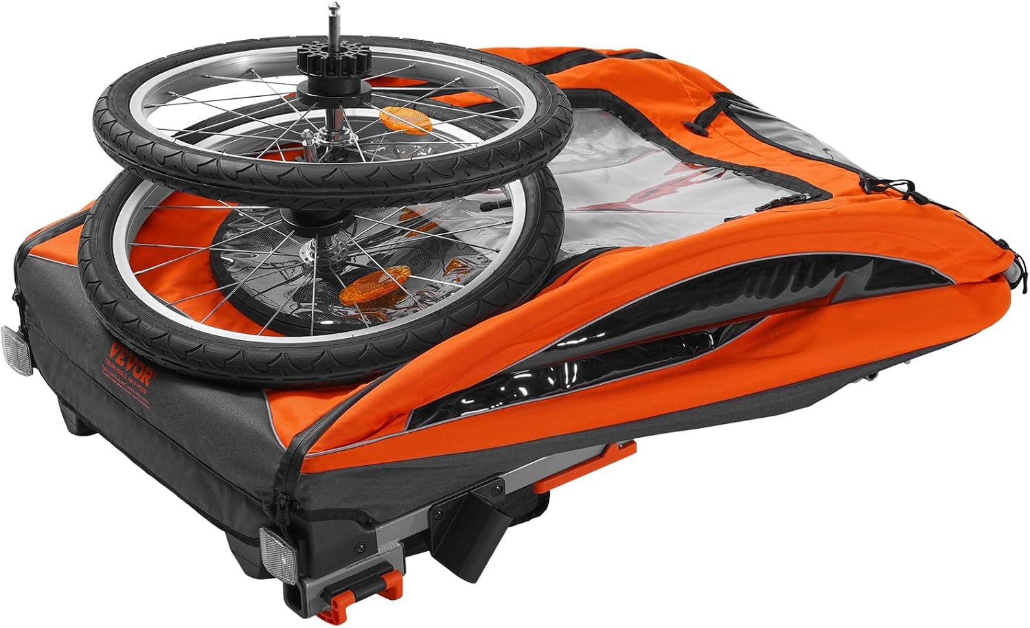VEVOR Bike Trailer for Toddlers Kids, Single & Double Seat Options, 2-in-1 Canopy Carrier with Strong Frame Converts to Stroller, Tow Behind Foldable Child Bicycle Trailer with Universal Coupler