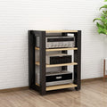 Stereo Racks and Stands, 2/3/4/5 Tier AV Media Stand, Audio Equipment Rack with Adjustable Shelves, Reinforced Steel Frame, Adjustable Footpads, for Home Theater(Natural,4 Tier 60x51x80cm)
