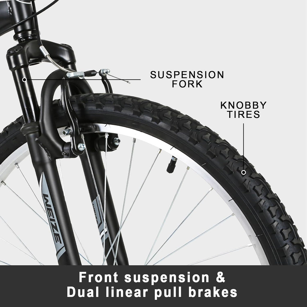 WEIZE Kids Mountain Bike, Kids' Bicycles for 6-14 Years Old Boys Girls with Dual Full Suspension, 6 Speeds Drivetrain, High-Carbon Steel Frame, Ideal for Young Riders and Adventurers