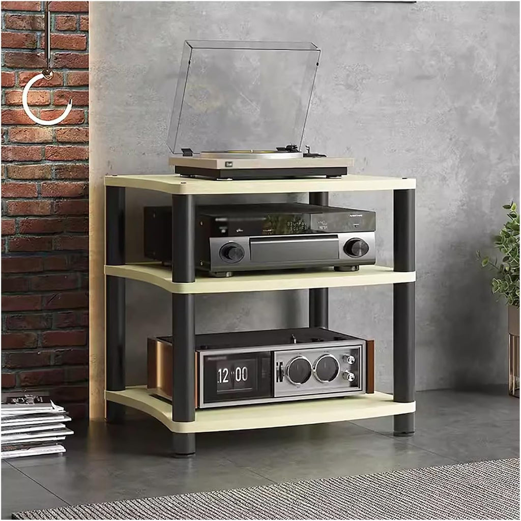 Compact Stereo Stands for Small Spaces | 1/2/3/4-Tier Wooden & Metal Media Cabinet | Heavy-Duty Audio Equipment Rack for Living Room & Bedroom