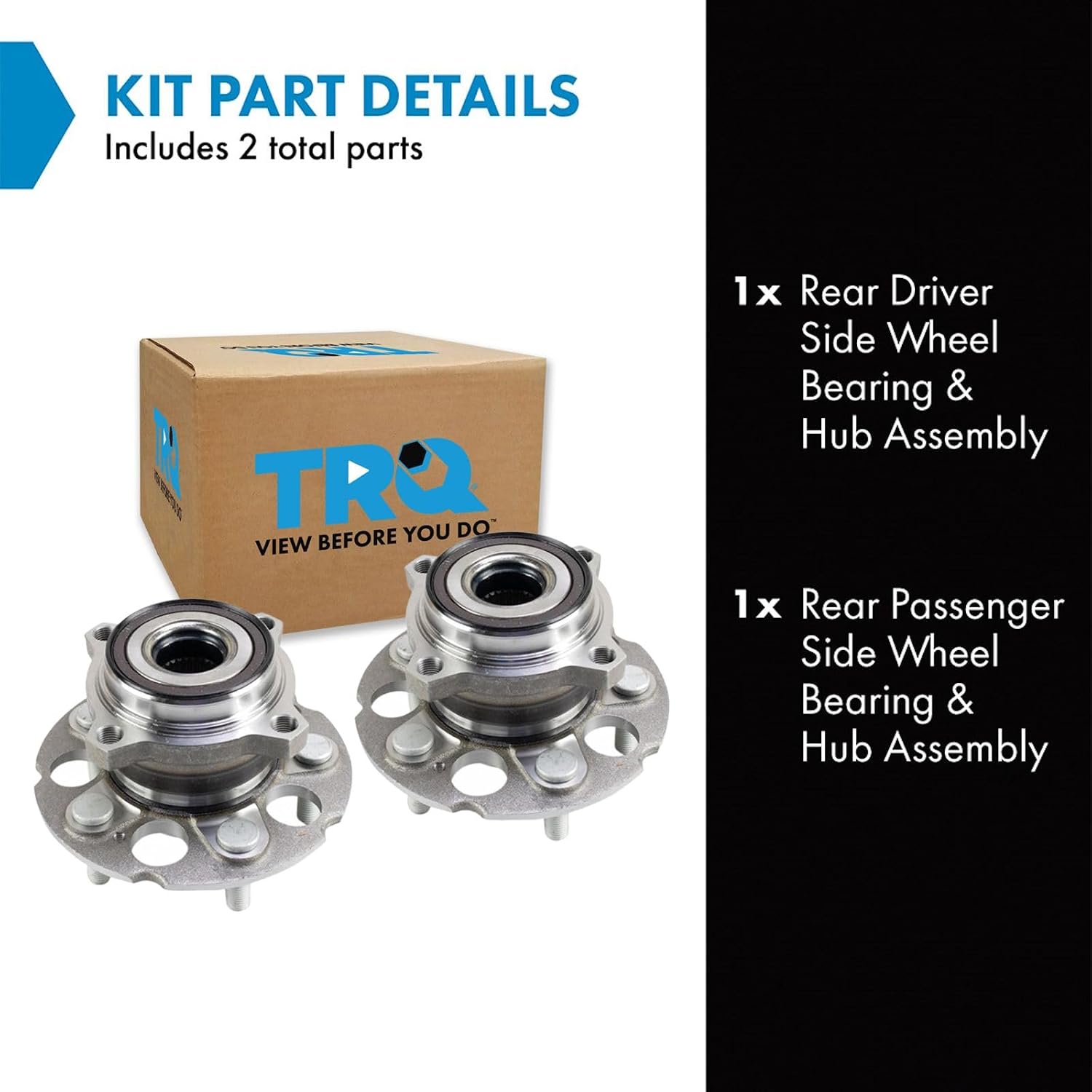 TRQ Rear Left and Right Wheel Bearing and Hub Assembly Set 2 Piece Compatible with 2015-2020 Acura TLX SH-AWD