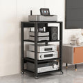 record standAV Media Stand 5/6/7/8 Tier Movable Record Player DVD CD Audio Rack Tower Holder, Adjustable Media Storage Cabinet, Equipment Console Shelf for Home Office Theater,4th floor
