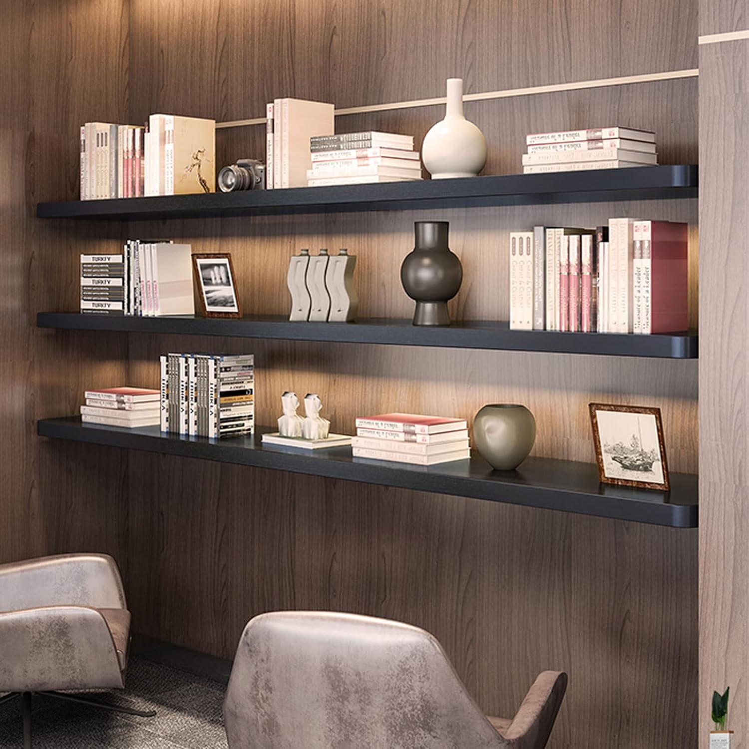 Wall Shelf Wall mounted TV Cabinet Floating Shelf TV Console Audio-visual Equipment Shelves Set-top box WiFi Router CD DVD Media Storage Shelf Book Shelf TV Bracket TV Stands TV Board Black Home Décor