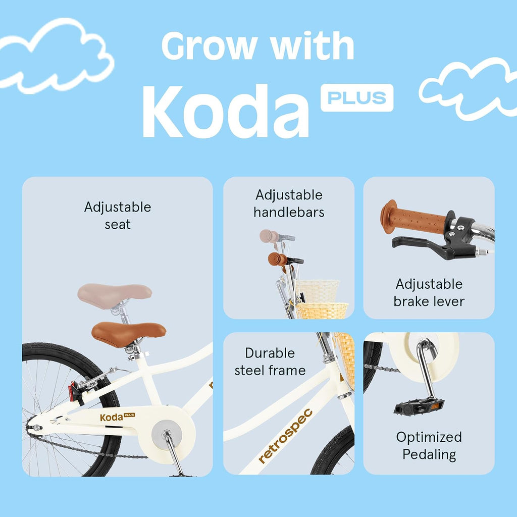 Retrospec Koda Plus Kids Bike for Boys & Girls Ages 6-8 Years - Children's Bicycle, Adjustable Seat & Handlebars