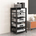 WDJBPSH Home Theater Equipment Storage Rack, 43.3inch Tall Audio-Video Media Stand with Adjustable Shelf & Brake Wheels, Freestanding Corner Entertainment Center(7 Tier - H 131cm/51.5 in)