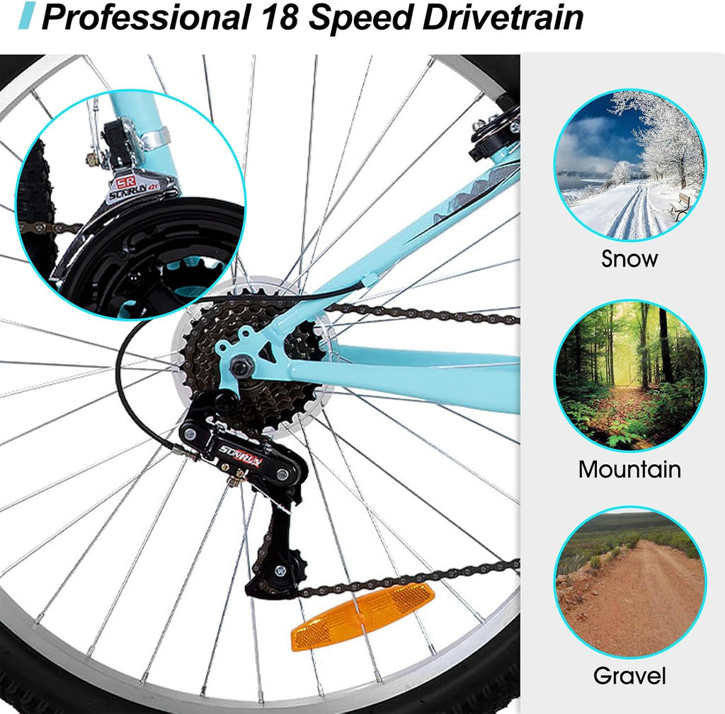 HILAND Adult 26 Inch Mountain Bike, Mens Womens Bicycle, High-Carbon Steel Frame Mountain Bicycle, Sport MTB for Adults, Multi-Color
