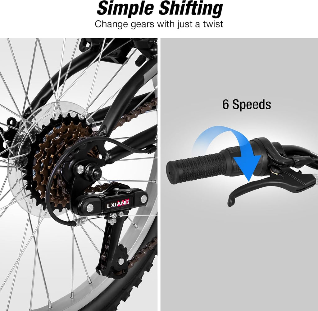 WEIZE Kids Mountain Bike, Kids' Bicycles for 6-14 Years Old Boys Girls with Dual Full Suspension, 6 Speeds Drivetrain, High-Carbon Steel Frame, Ideal for Young Riders and Adventurers