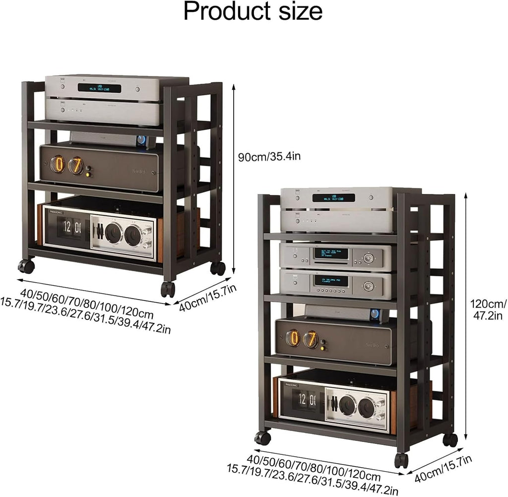Stereo Cabinet, Media Stand Audio/Video Component, Audio Tower Rack with Adjustable Shelves, Equipment for Vinyl Record Player Stereo Receivers Audio Gear(40 * 120cm/15.7 * 47.2in)