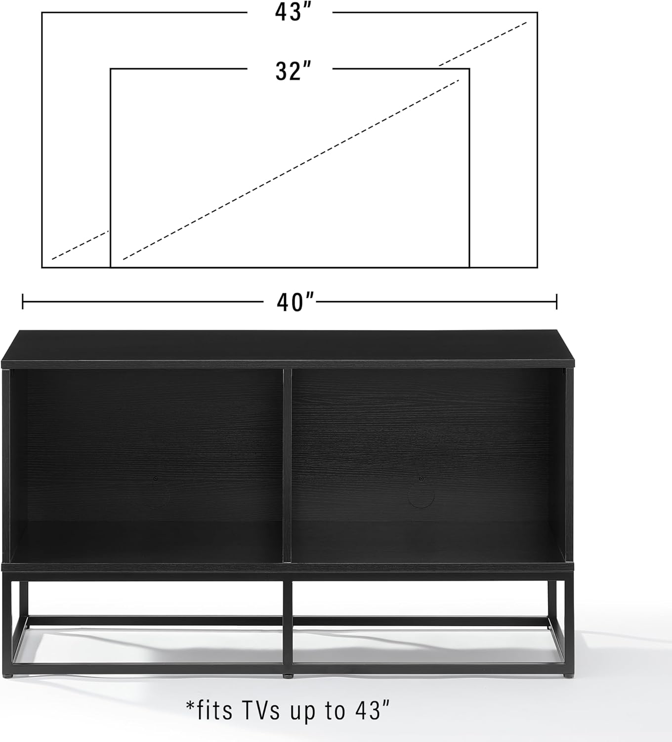 Crosley Furniture Enzo Medium Vinyl Record Storage TV Stand and Entertainment Center, Media Console, Black