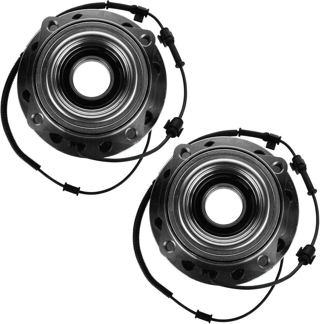 TRQ Front Left and Right Wheel Bearing and Hub Assembly 2 Piece Set for 4 Wheel Drive Single Rear Wheel Models ONLY Compatible with 2011-2016 Ford F250/F350 Super Duty 4x4 SRW