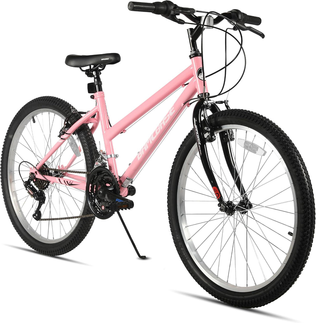 HILAND Bamcbase Womens Mountain Bike, 24 26 Inch 18 Speeds Hybrid Commuter Bicycle for Adults, Sport Hardtail Trail MTB