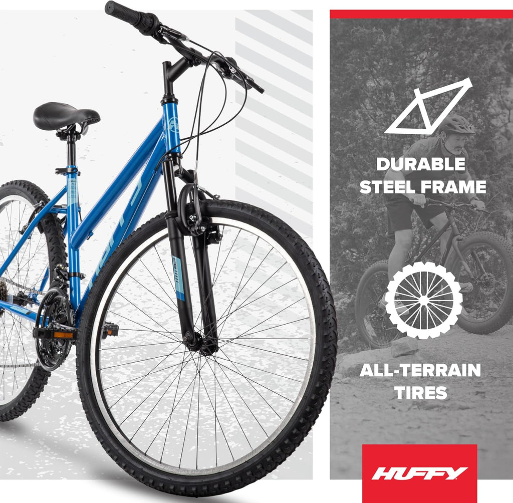 Huffy Stone Mountain Bike for Men and Women, 20'/24'/26', 6-Speed (20') or 21-Speed, Front or Dual Suspension (Varies), Multiple Colors, Adjustable Saddle, Shimano Equipped, All-Terrain Tires