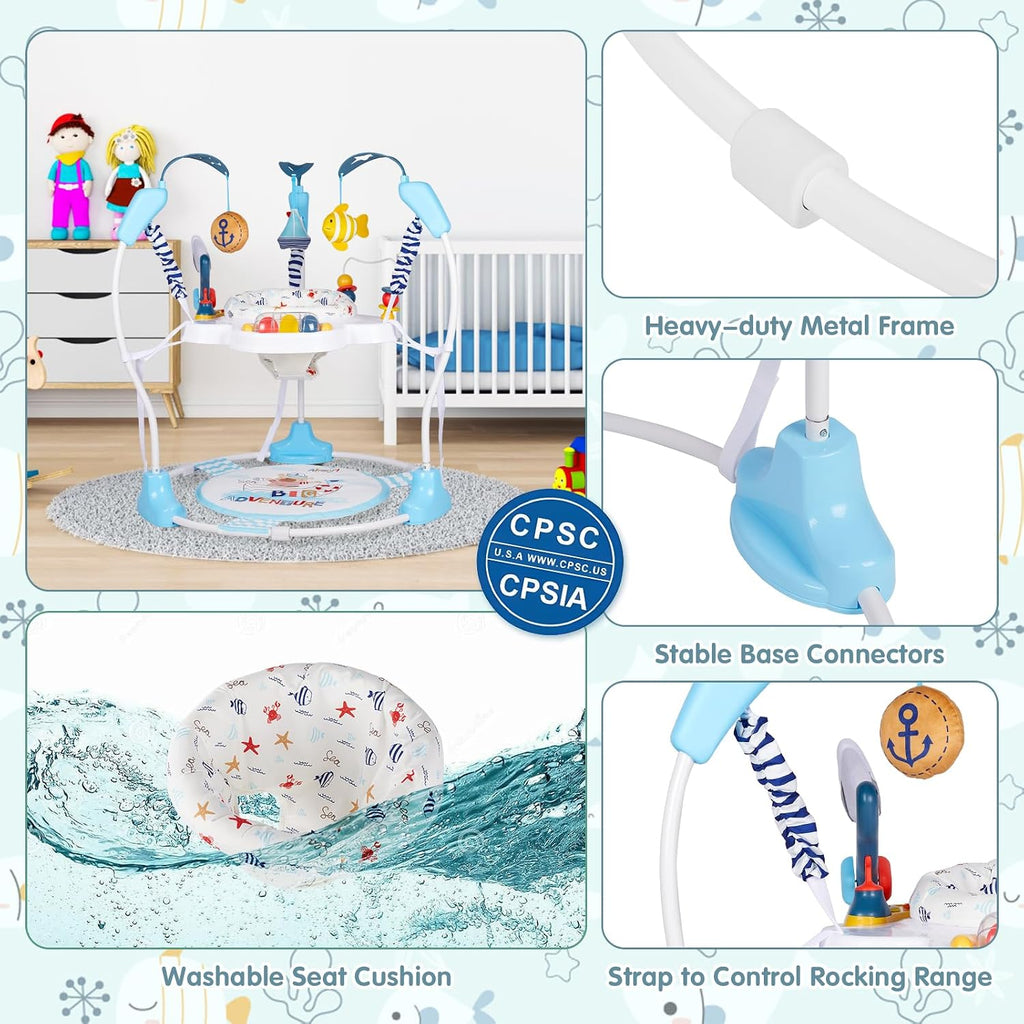 Baby Activity Center, 3-in-1 Baby Jumper, Infant Activity Center with 360° Rotating Seat, Music, Lights, 3 Adjustable Heights, Infant Activity Jumper for 6+ Months JP2401