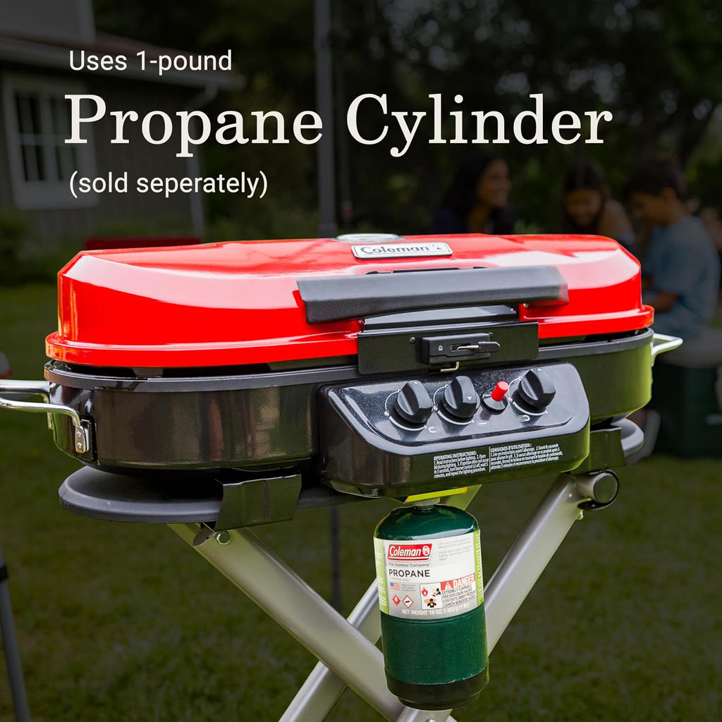 Coleman RoadTrip 285 Portable Stand-Up Propane Grill with 3 Adjustable Burners & Instastart Ignition, 20,000 BTUs of Power for Outdoor Cooking, Camping, Tailgating, Grilling, BBQs, & More