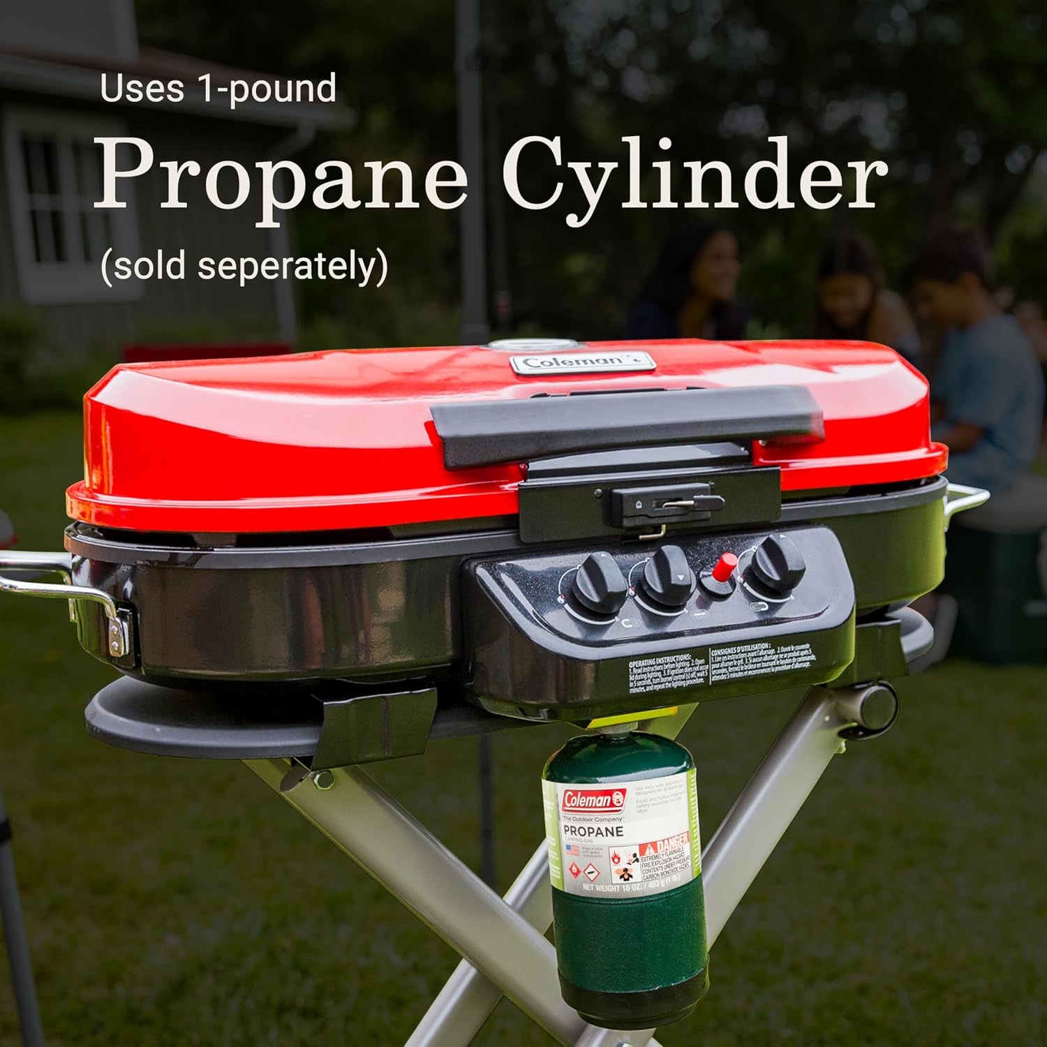 Coleman RoadTrip 285 Portable Stand-Up Propane Grill with 3 Adjustable Burners & Instastart Ignition, 20,000 BTUs of Power for Outdoor Cooking, Camping, Tailgating, Grilling, BBQs, & More