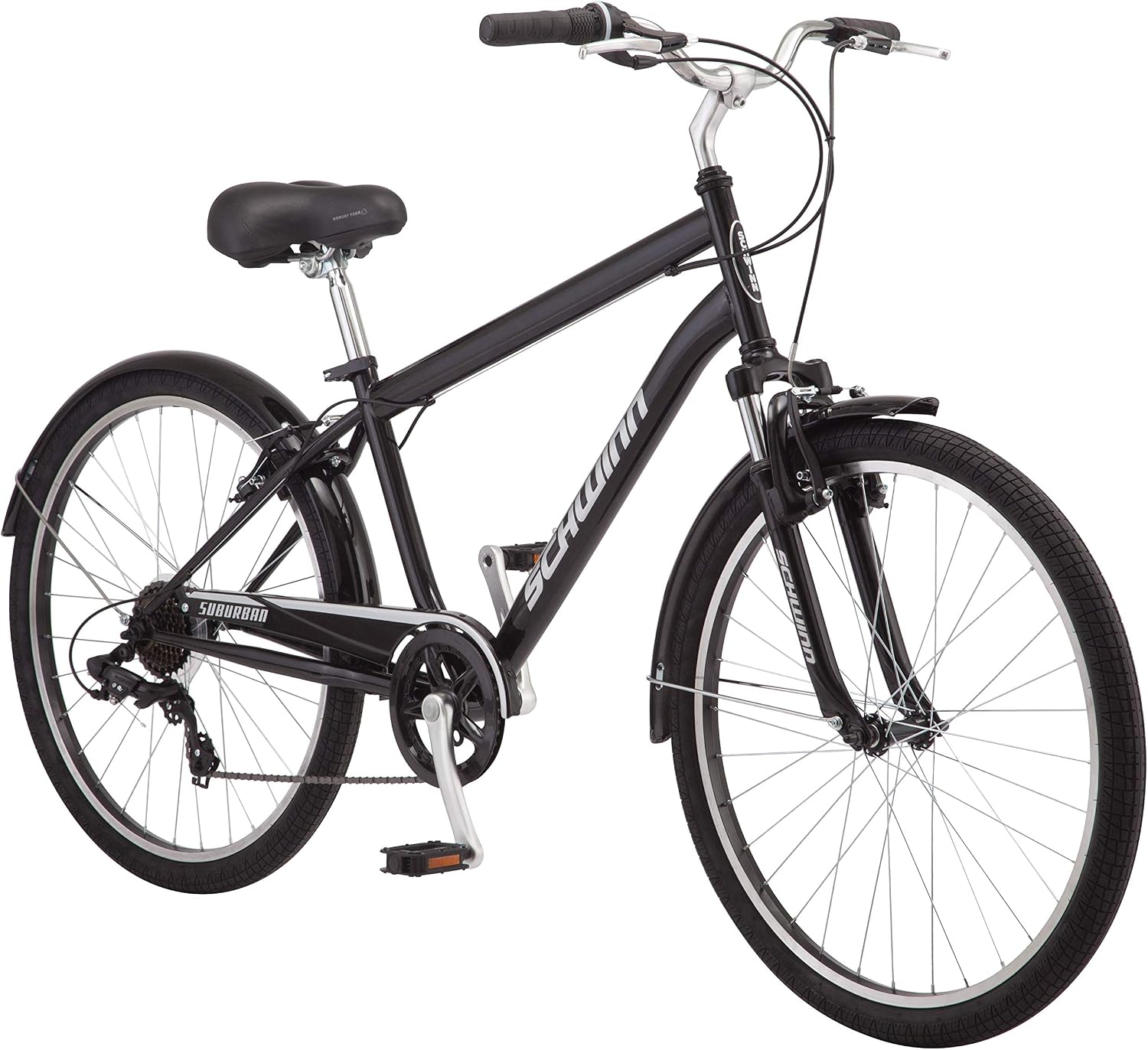 Schwinn Suburban Adult Comfort Bike, Men and Women, 26-Inch Wheels, 7 Speed Drivetrain, 16 or 17-Inch Aluminum Frame, Alloy Linear Hand Brakes