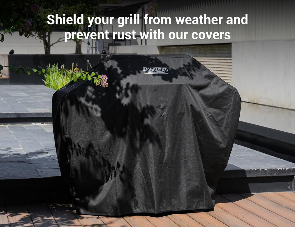 Monument Grills 4 Burner Propane Gas Grill, Stainless Steel Outdoor Patio Barbecue Grill with Cover, with Broil Zone Fast Heating, Knob Control, and Easy Cleanup, M410MBZ
