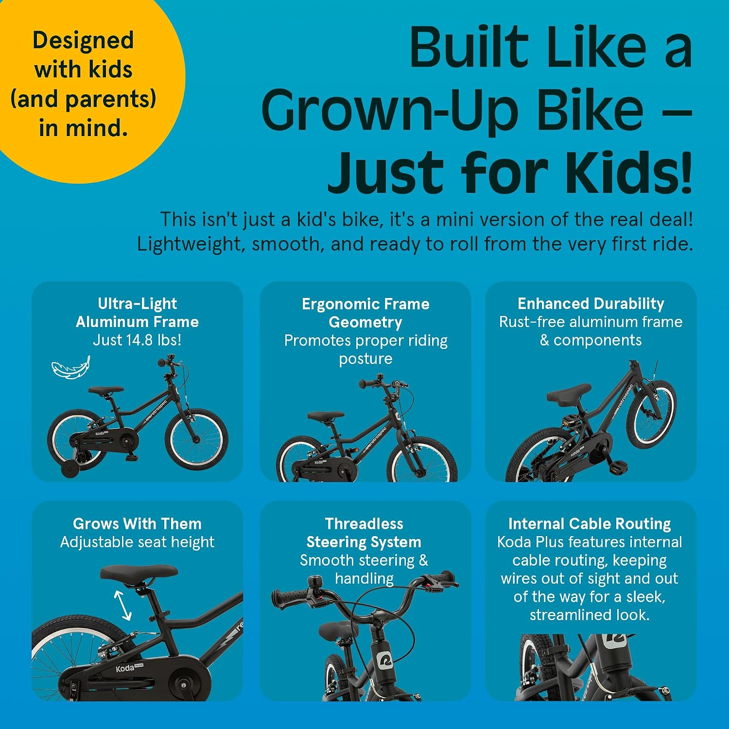 Retrospec Koda Plus Kids Bike for Boys & Girls Ages 4-6 Years - Children's Bicycle, Adjustable Seat & Handlebars