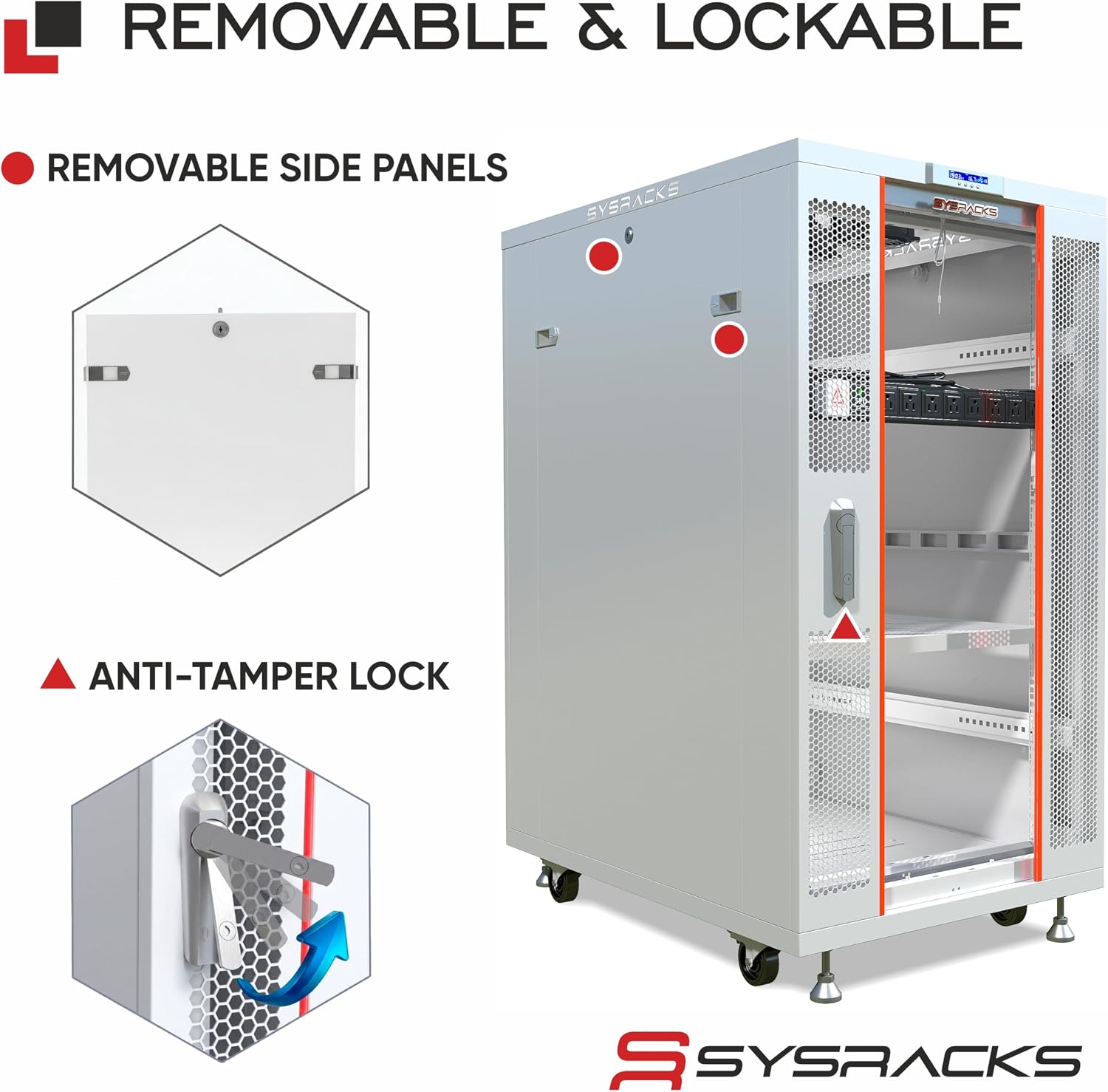 27U Server Rack Cabinet – 19' Network Rack Enclosure, 35' Deep Floor Standing Data Rack with Locking Glass Door, Cooling Fans, PDU & Shelf for Servers, Switches and Patch Panels