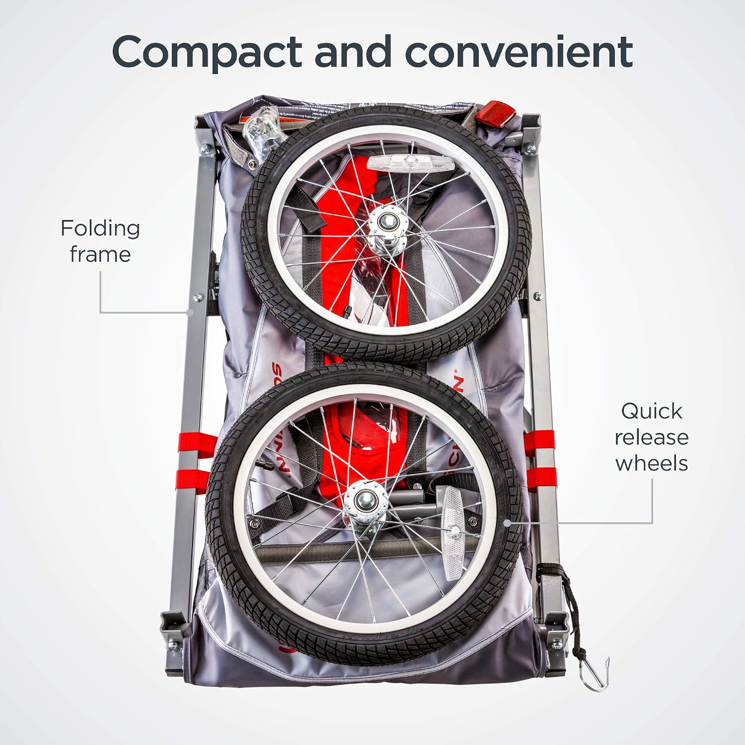 Schwinn Trailblazer Plus Kids Bike Trailer, Single Seat, Universal Coupler, Folding Frame, Quick-Release Wheels, Canopy with Bug Screen and Weather Shield, Schwinn Bike Trailer for Kids