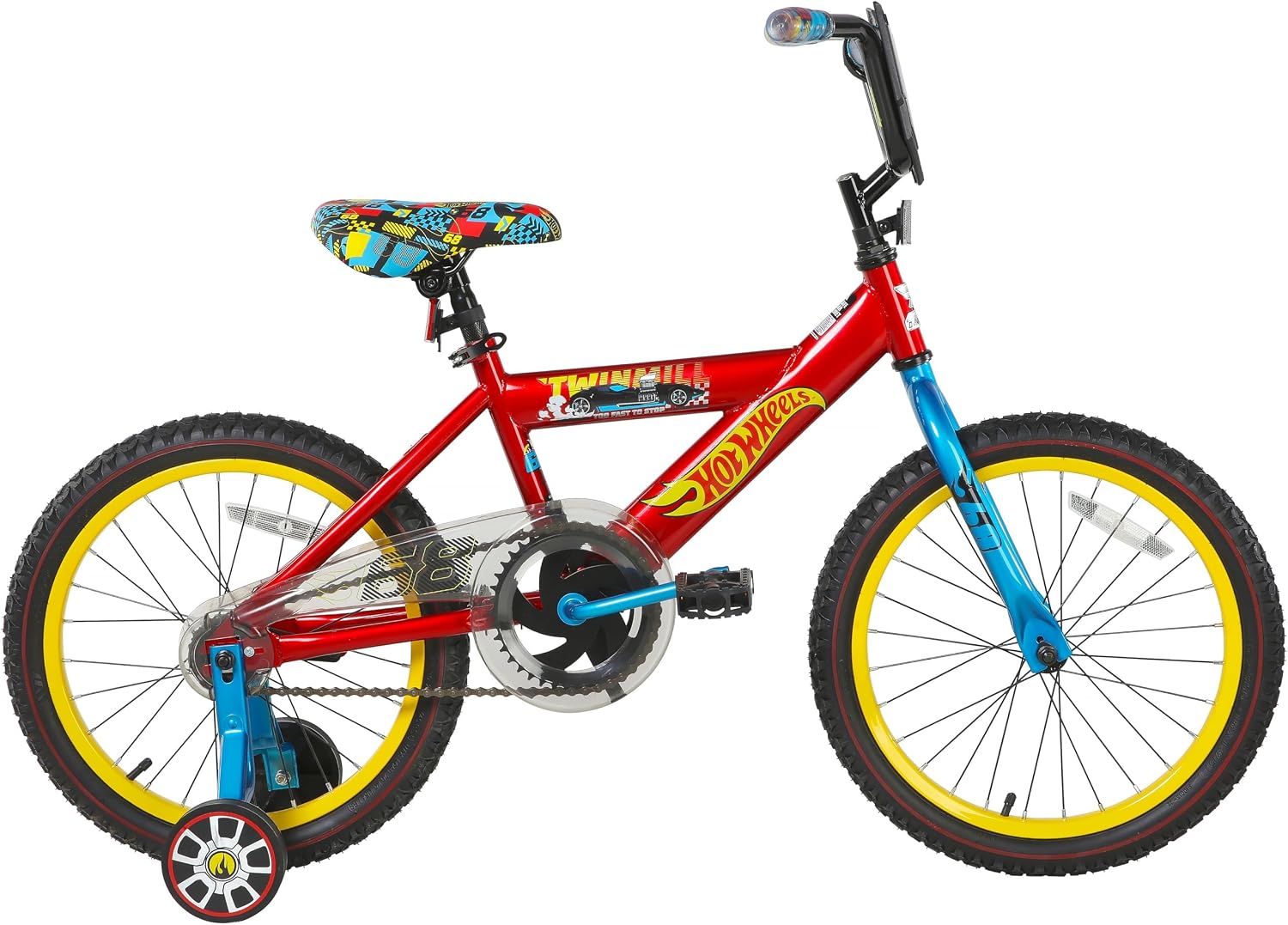 Dynacraft Hot Wheels Boys BMX Bikes Sizes 12' - 18' for Ages 3-9 Years in red, Black, with Handlebar rev Grip Play Feature