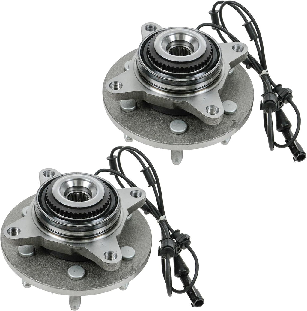 TRQ 2 Piece Front Wheel Bearing & Hub Assembly Set 4WD Compatible with 2000-2006 Ford Expedition Lincoln Navigator