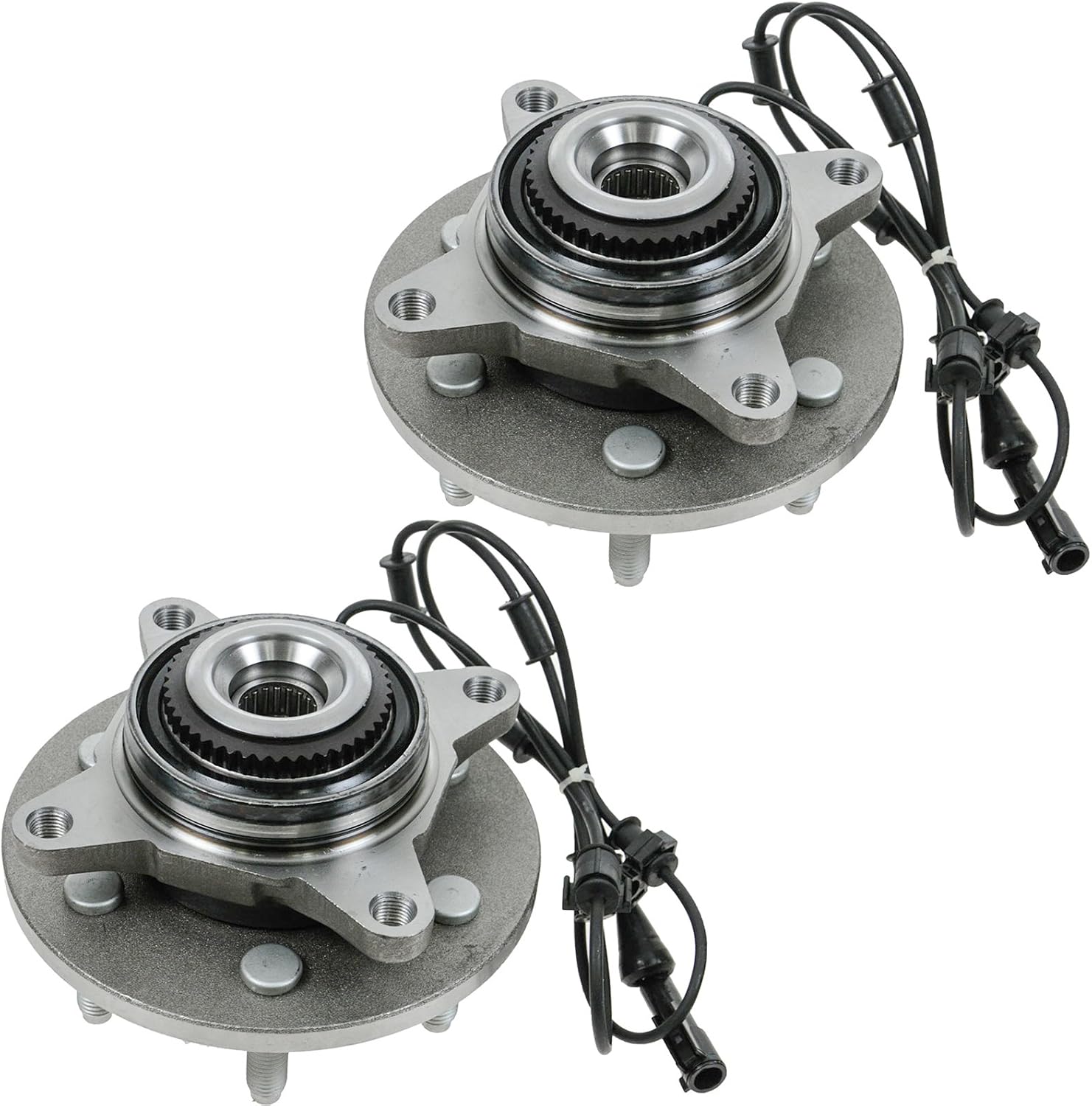 TRQ 2 Piece Front Wheel Bearing & Hub Assembly Set 4WD Compatible with 2000-2006 Ford Expedition Lincoln Navigator