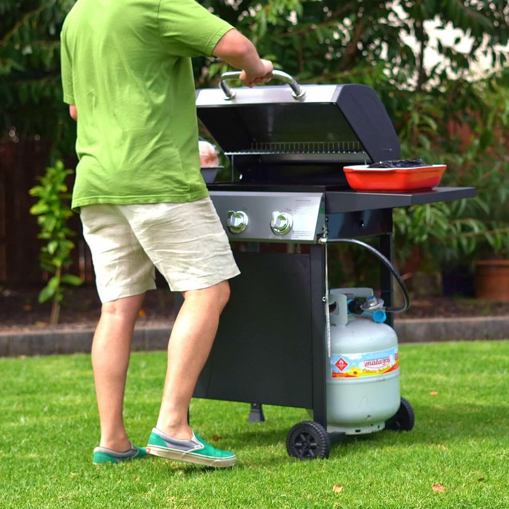 Grill Boss 3 Burner Propane Gas Grill, Portable BBQ w/Lid, Wheels & Side Shelves, Black - Grilling Accessories and Equipment for Camping, Tailgating, Outdoor Barbecue and Cooking