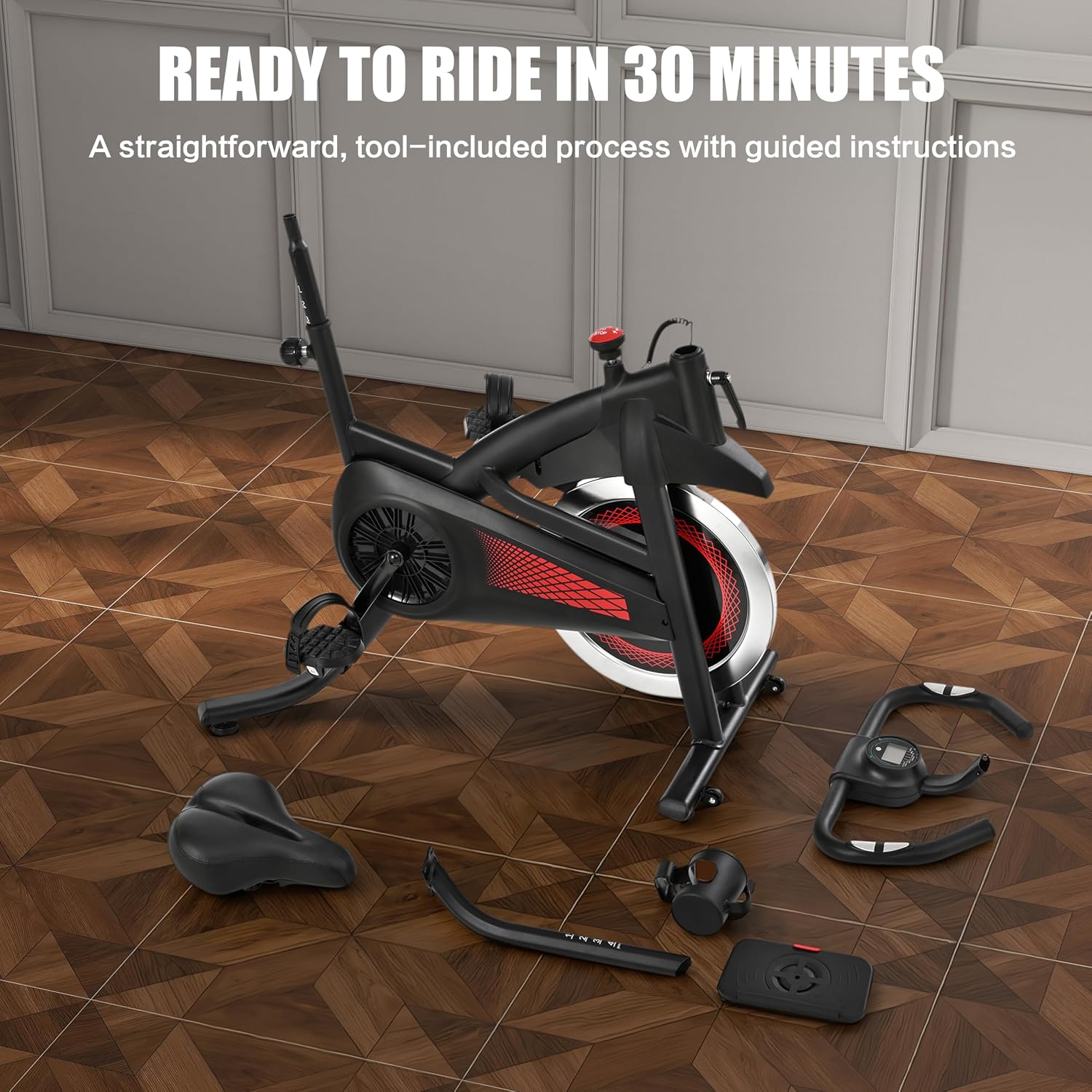 Exercise Bike Stationary Bike Indoor Cycling Bicycle for Home Gym Spinning Bike 300 lbs Weight Capacity Adjustable Seat/Handlebar for Office Workout Cardio