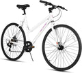 HILAND 700C Road Hybrid Bike, 7 speeds Bikes Urban City Commuter Bicycle with Disc Brake for Men Women Adult Comfortable Bicycle