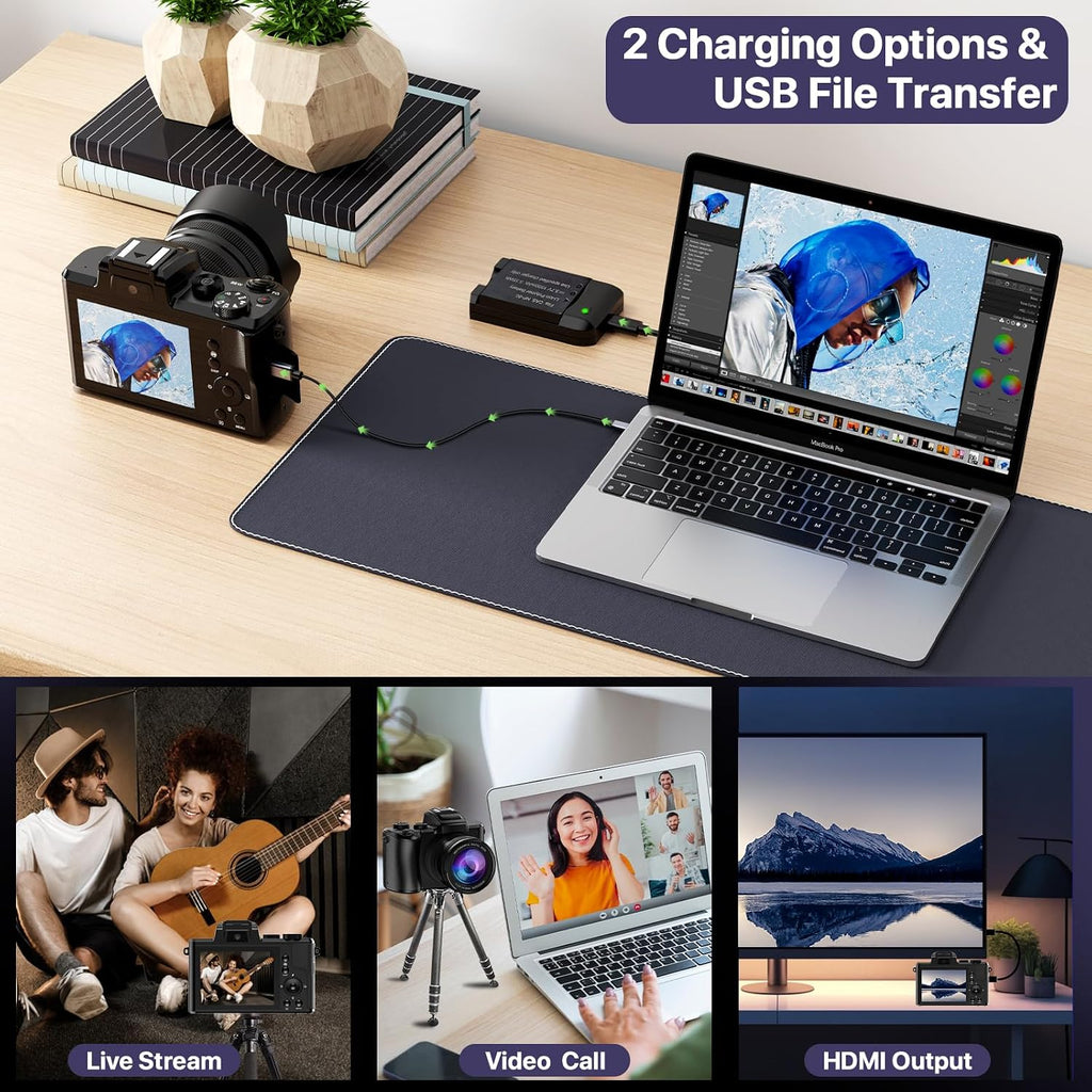 8K Digital Cameras for Photography with WiFi,Autofocus 88MP Vlogging Camera for YouTube with Dual-Lens,16X Digital Zoom Point and Shoot Camera,3.2''Touch Screen, Anti-Shake,2 Batteries &Charging Stand