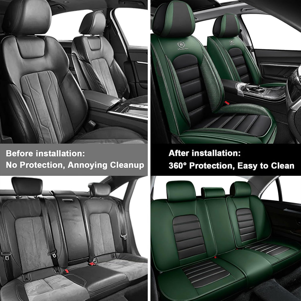 5 Seat Covers for Subaru Outback 2000-2026 Breathable Car Seat Covers,Anti-Slip Waterproof Car Seat Protectors with Airbag,Automotive Vehicle Cushion with Storage Pockets (Standard,Green)