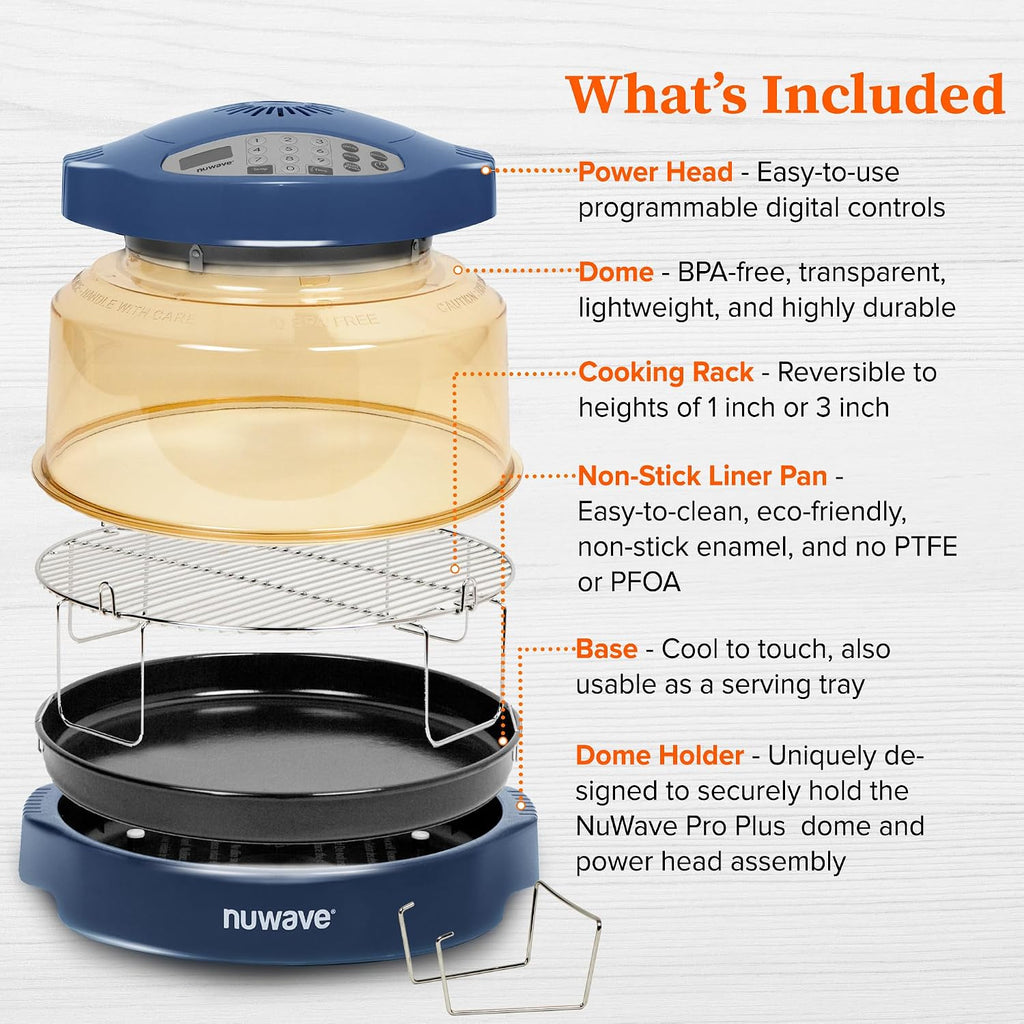 Nuwave Pro Plus 2 Infra-Red Oven, Countertop, Convection, Cook Fresh or Frozen, No Defrosting or Preheating, Cook Healthy, 360 Surround Heat, Adjustable Temps, 100 Presets, 50 Memory, Tough Power Dome