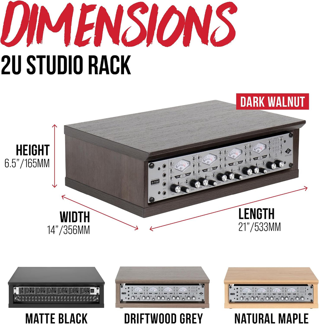 Gator Frameworks Elite Furniture Series 2U Wood Desktop Studio Rack in Driftwood Grey Finish (GFW-ELITERK-2U-GRY)