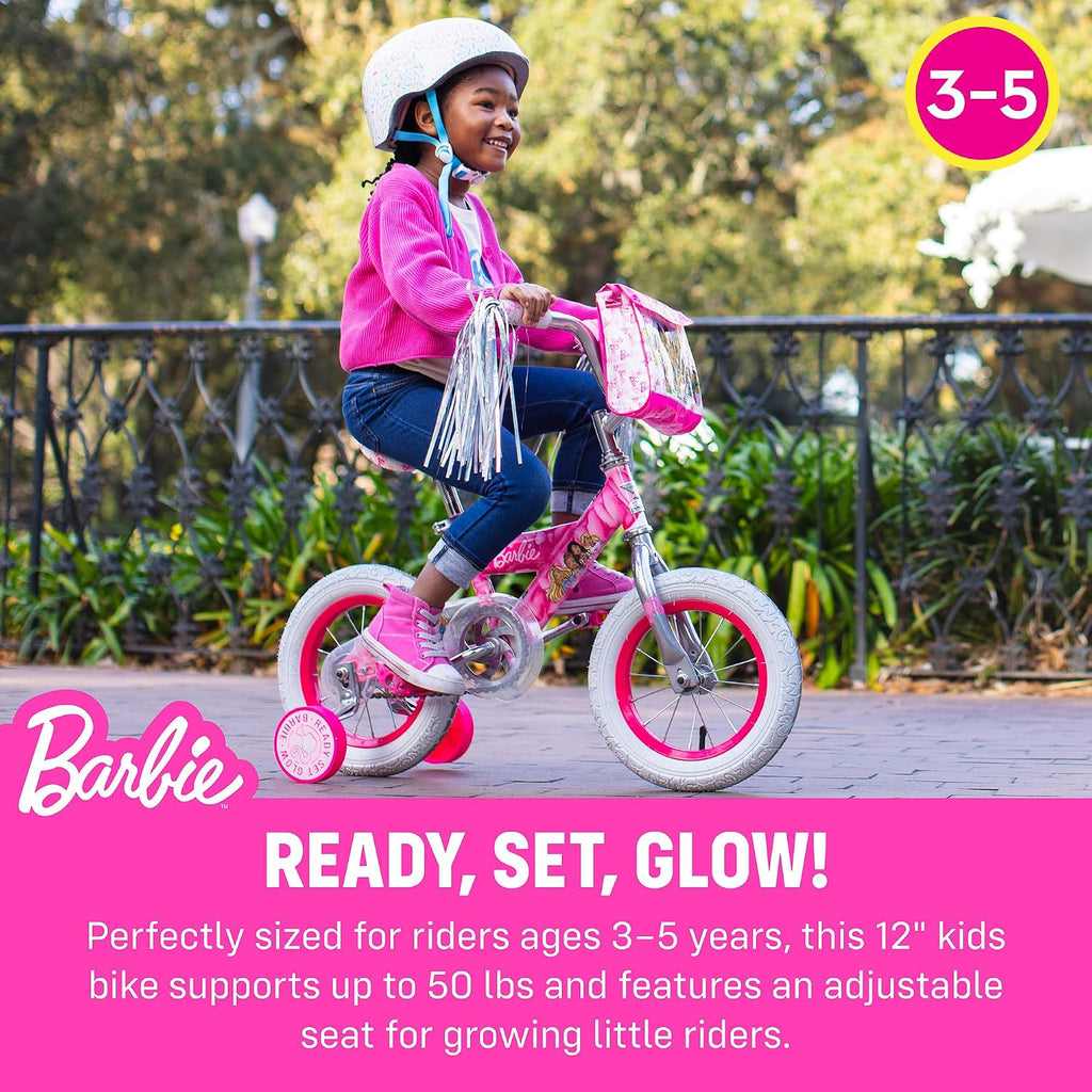 Dynacraft Barbie 12, 16, 18-inch Girls' Bike for Kids Ages 3-9 Years - Fun and Stylish Design, Sturdy and Durable, Perfect for Kids Learning to Ride, Easy to Assemble, Ideal for Young Riders