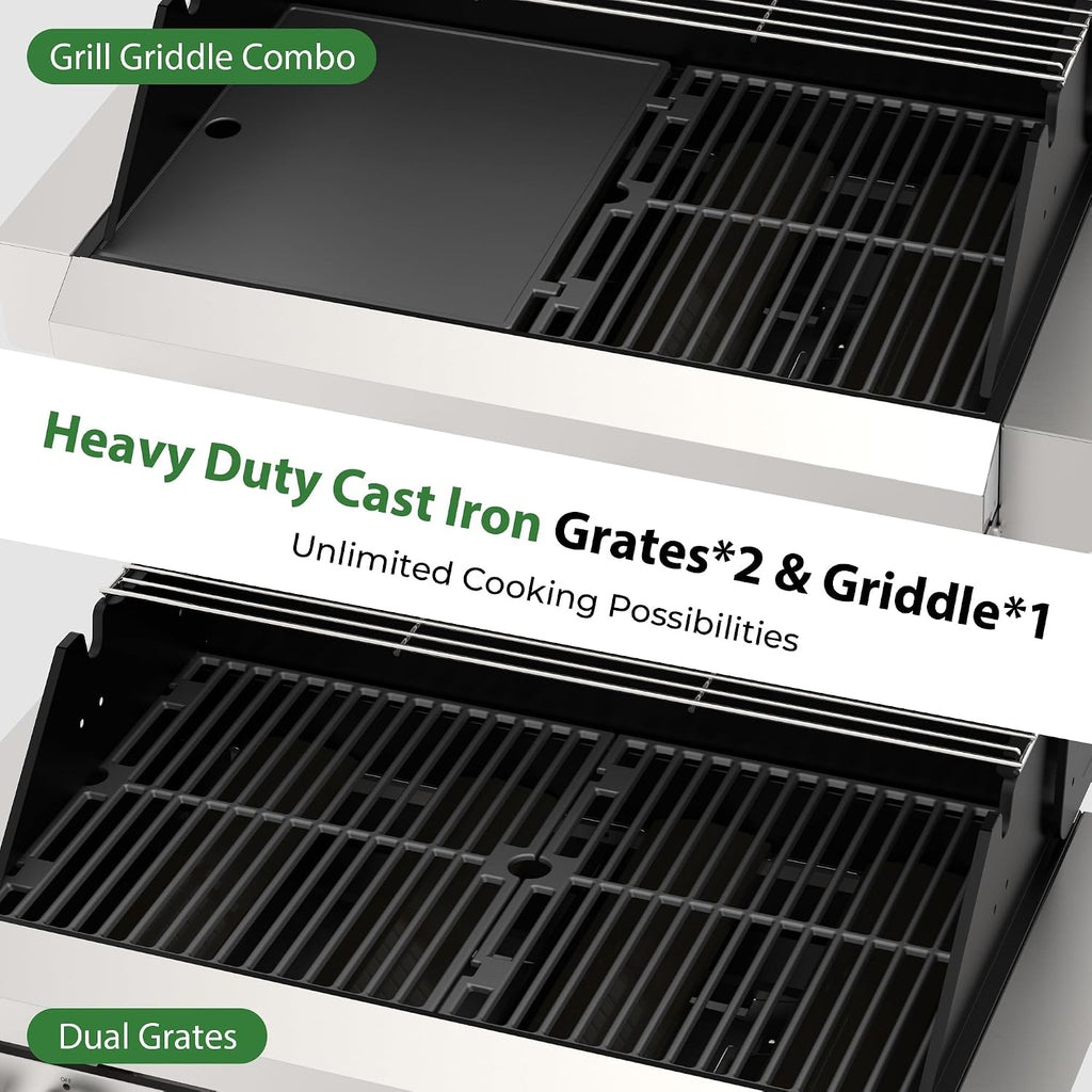 Brand-Man Gas Grill Built-In Head, 30-Inch 4-Burner Propane Grill, Natural Gas Convertible, Heavy Duty 304 Stainless Steel 40,000BTUs BBQ Island Outdoor Kitchen
