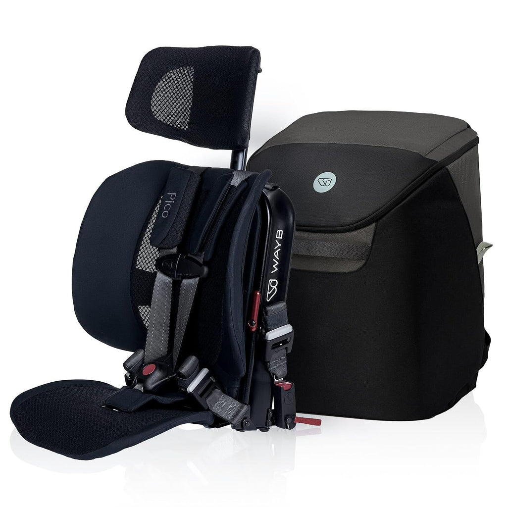 WAYB Pico Travel Car Seat with Premium Carrying Bag- Lightweight, Portable, Foldable - Perfect for Airplanes, Rideshares, and Road Trips - Forward Facing for Kids 26.5–50 lbs and 33.5–45'