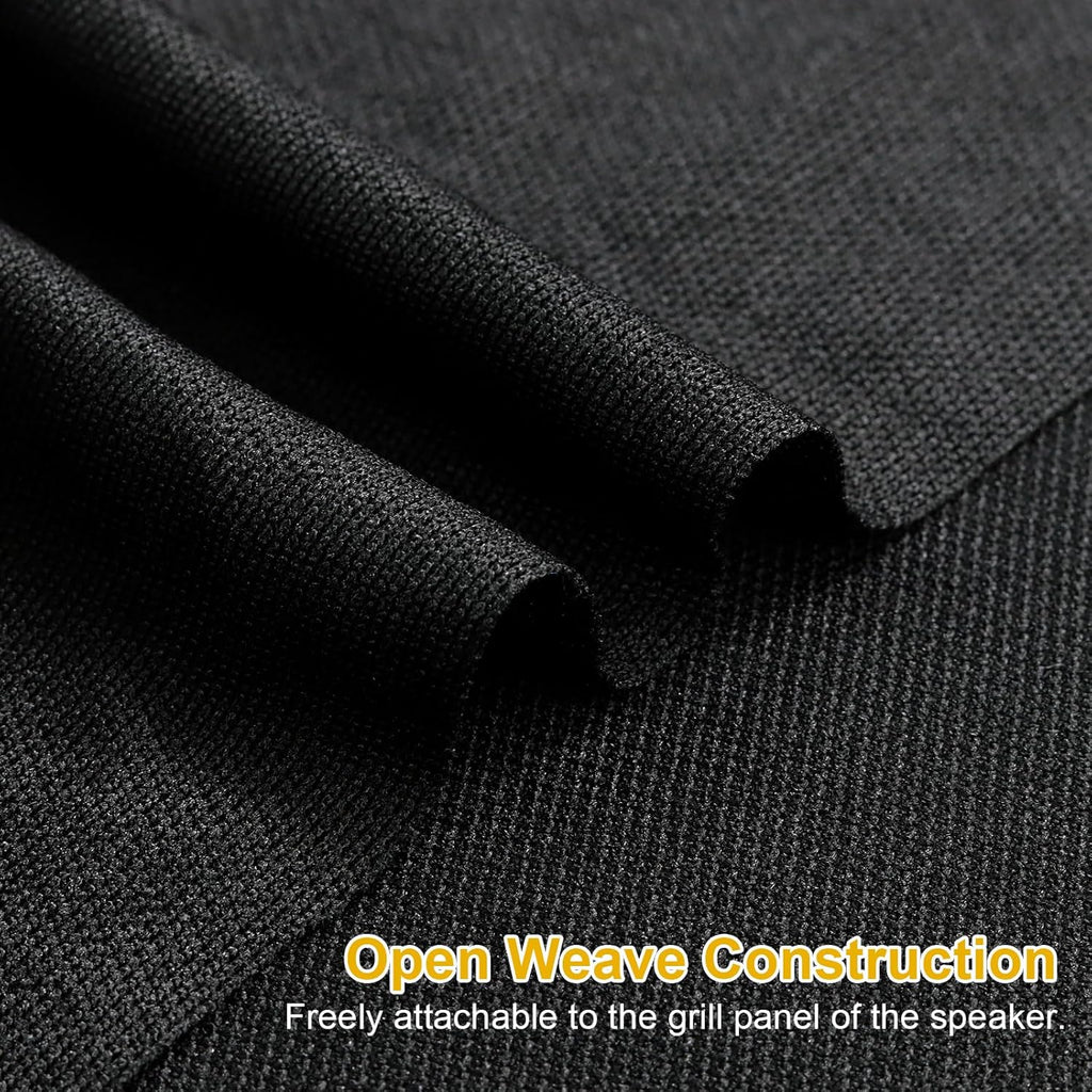 10yard Acoustic Mesh Fabric, Transparent Acoustic Grill Cloth, Breathable for Replacement Speaker Grill Cloth Furniture Upholstery DIY Projects Renovation Speaker Cabinets Black (360' x 54')