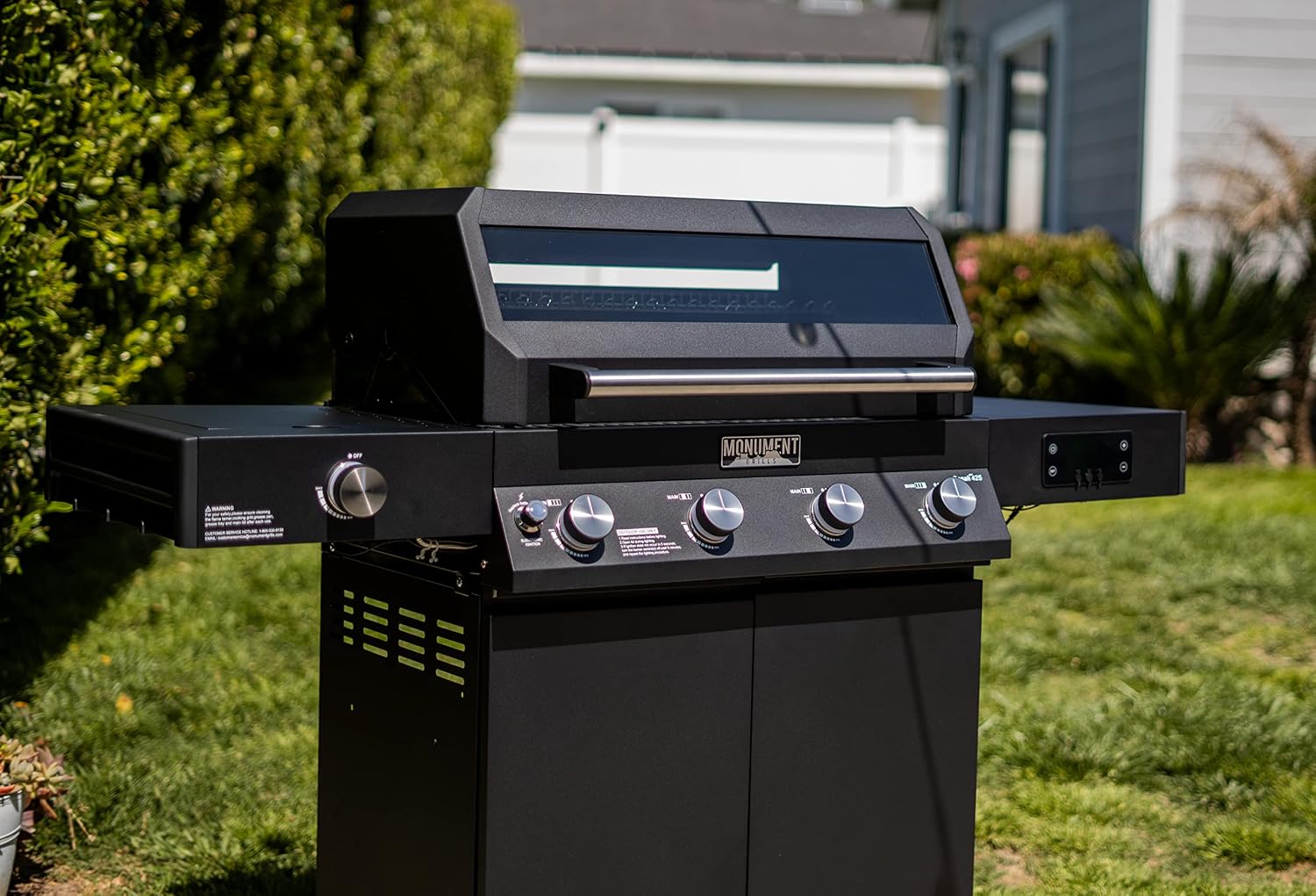 Monument Grills Denali Series, Denali 425 4-Burner Liquid Propane Gas Smart BBQ Grill Stainless Steel with BBQ Cover (2 items)