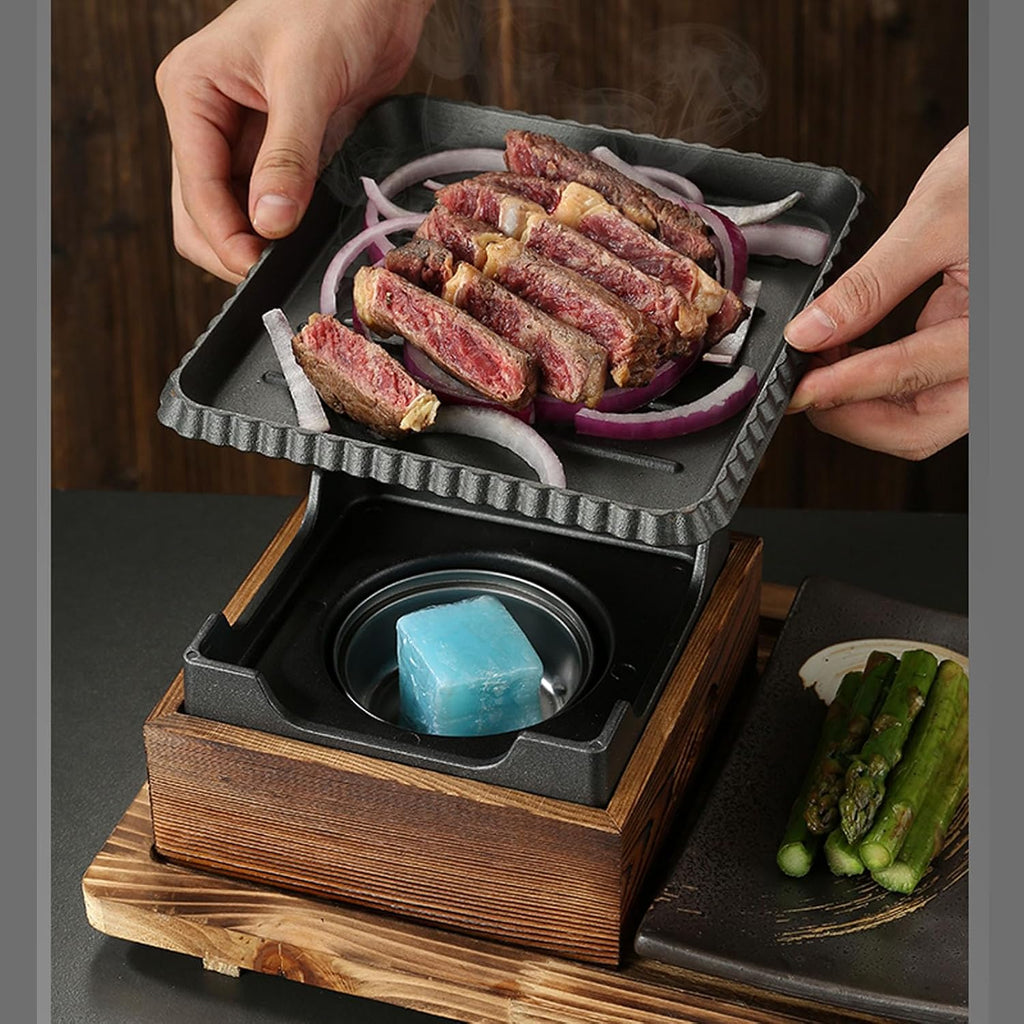 Portable BBQ Grill Korean Japanese Tabletop Barbecue Grill Charcoal BBQ Oven Alcohol Stove for Indoor Dining Table, Camping,B