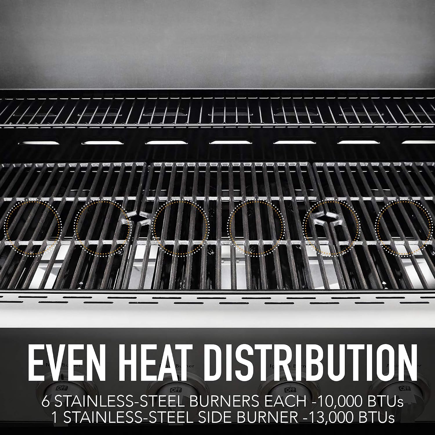 Kenmore 6-Burner Propane Gas BBQ Grill with Side Burner, 73,000 BTUs, Stainless Steel Cabinet Grill with Cast Iron Grates for Outdoor Cooking, Backyard BBQ, Patio, Large Parties