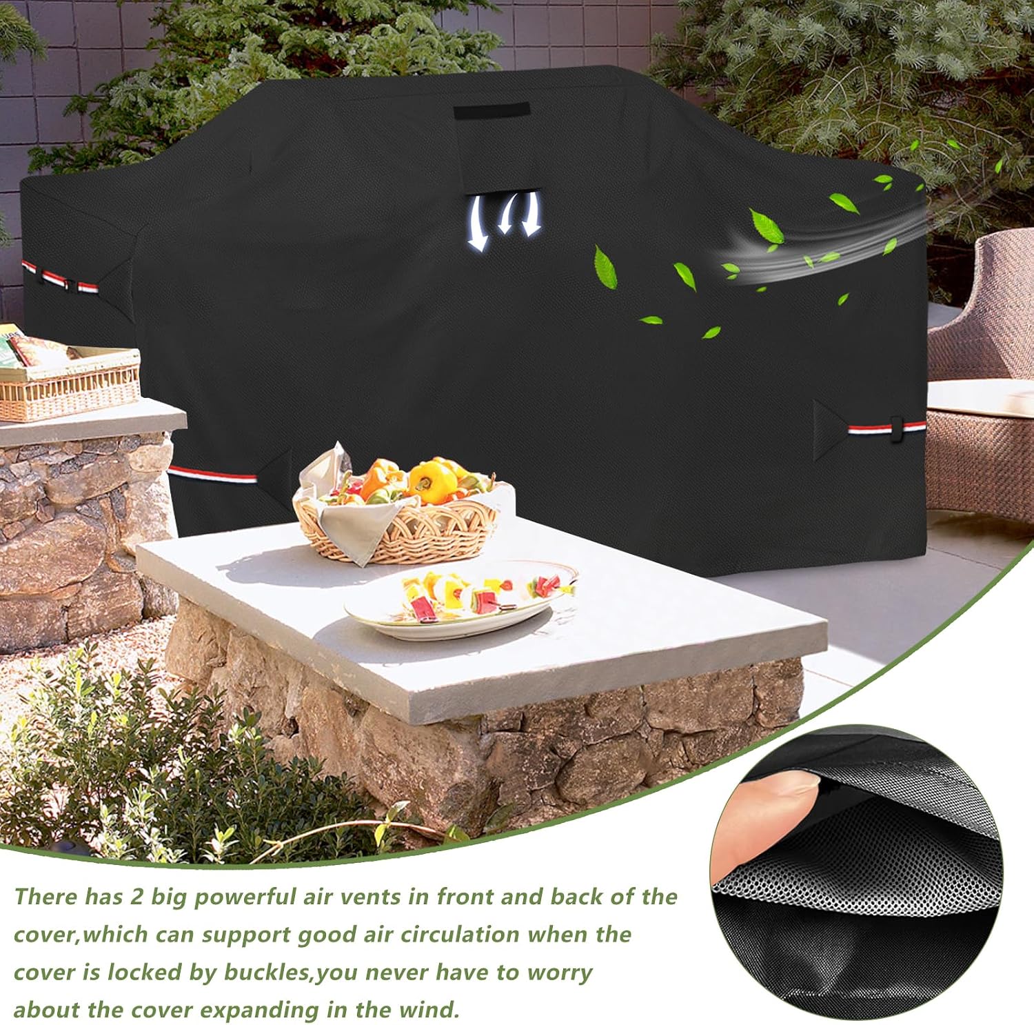 78 Inch Island Grill Cover - 600D Heavy Duty Waterproof All Weather Protection Outdoor Cover,Black