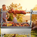 Rotisserie Grill Charcoal Spit Roaster, Stainless Steel 37' Pig Lamb Hooded Roaster Charcoal Spit With 25W Motor & Adjustable Height Lockable Casters For Party Barbecue,132 LBS Without Baffle
